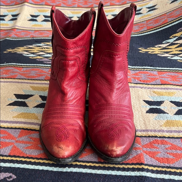 Franco Sarto Burgandy-red Leather Women's Cowboy Boots size 8.5 - Picture 2 of 13